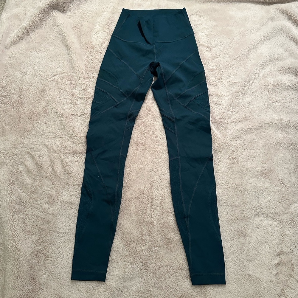 Lululemon Athletica Wunder Under High-Rise Tight Mesh Dark Green Leggings